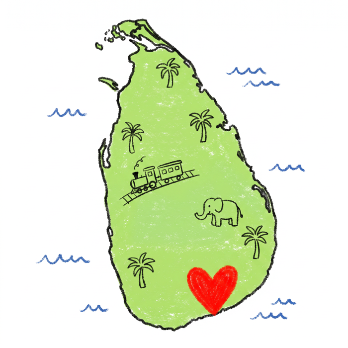 Crayon doodle map of Sri Lanka