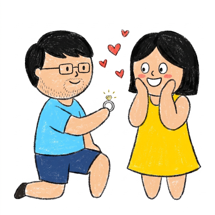 Doodle of Sahil proposing to Nikita